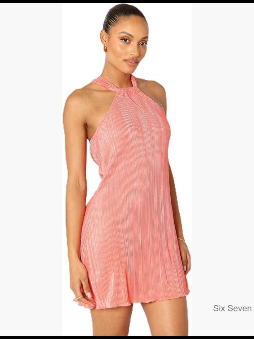 Plisse Halter Mini Dress For Night Out
